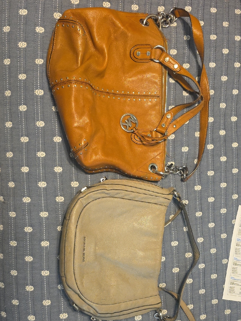 Michael Kors Tan Leather Shoulder Bag - Classic Studded Design